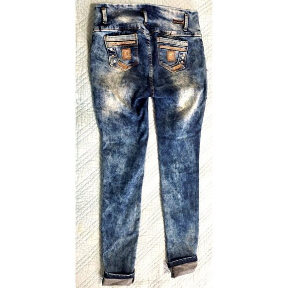 Giobell Jeans Juniors 7/9 Distressed Embroidered Embellished Jeans 28" Inseam - Picture 3 of 11